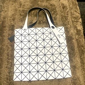 New Bao Bao Issey Miyake Lucent Tote Bag Metallic White